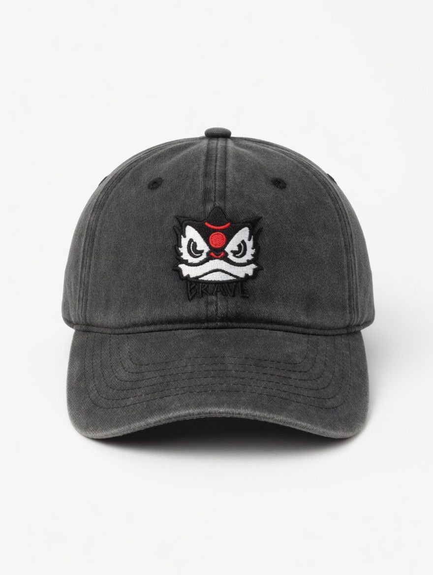 BRAVE BLACK WASHED CLASSIC LION CAP