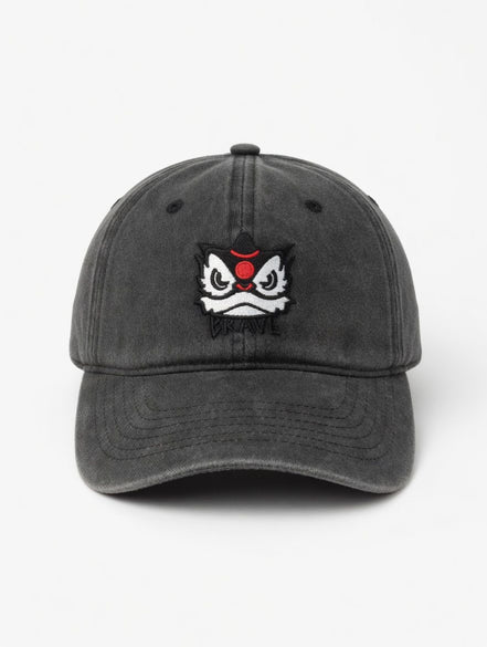 BRAVE BLACK WASHED CLASSIC LION CAP