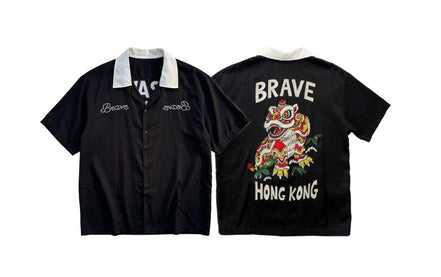 BRAVE LionDance Bowling Shirts Black