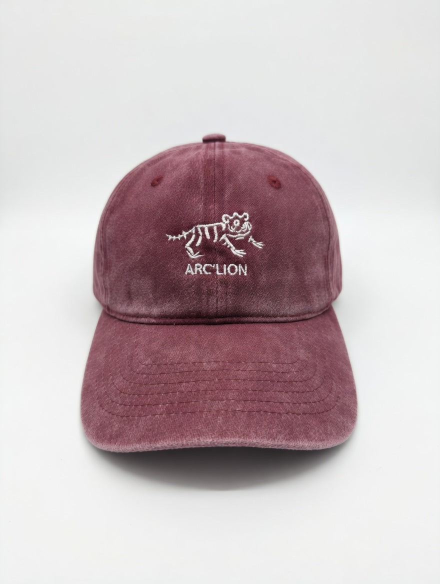 BRAVE RED WASHED LION SKULL CAP